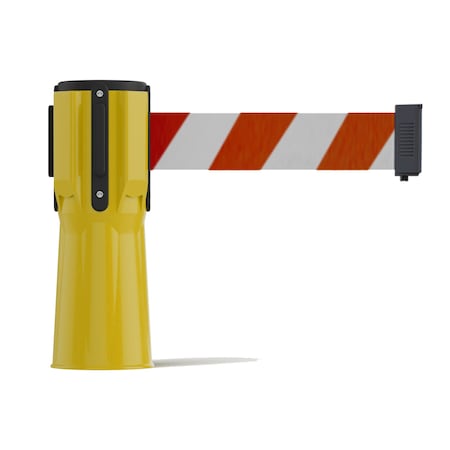 Montour Line Retractable Belt Barrier Cone Mount Yellow Case 7.5ftRd/Wh Belt CP100-YW-RWD-75